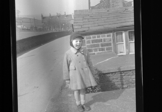 Susan Stansfield on coalhouse roof at 46 Shaw